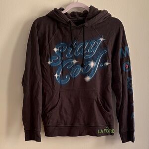 MOTHER Black Pullover Hoodie with Blue 'Stay Cool' Graphic